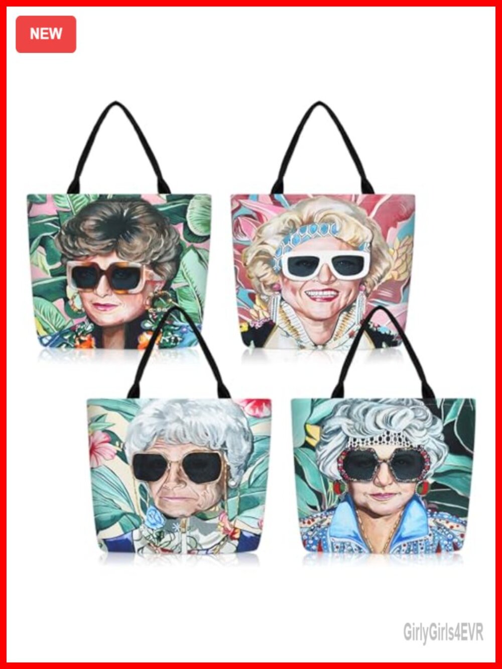 4 Canvas Tote Bags with Golden Satchel Design Large Reusable Shoulder Bag for
